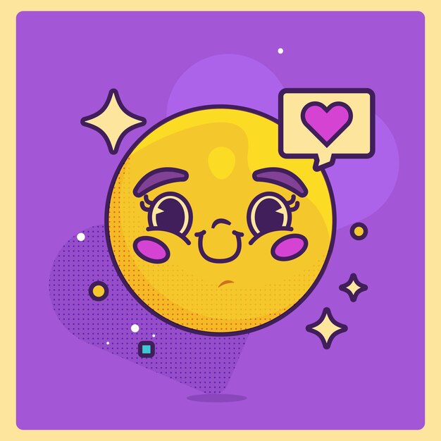 Ilustración de emojis sonrientes retro dibujados a mano
