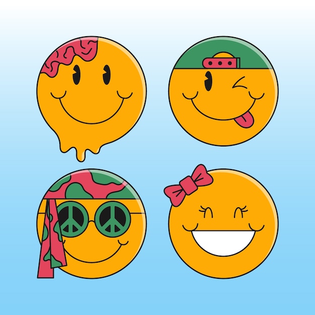 Vector gratuito ilustración de emojis sonrientes retro