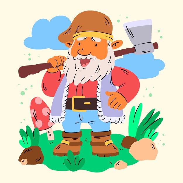 Ilustración enana dibujada a mano