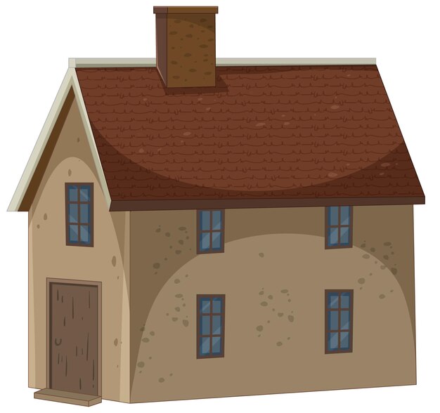 Ilustración de una encantadora casa de familia rústica