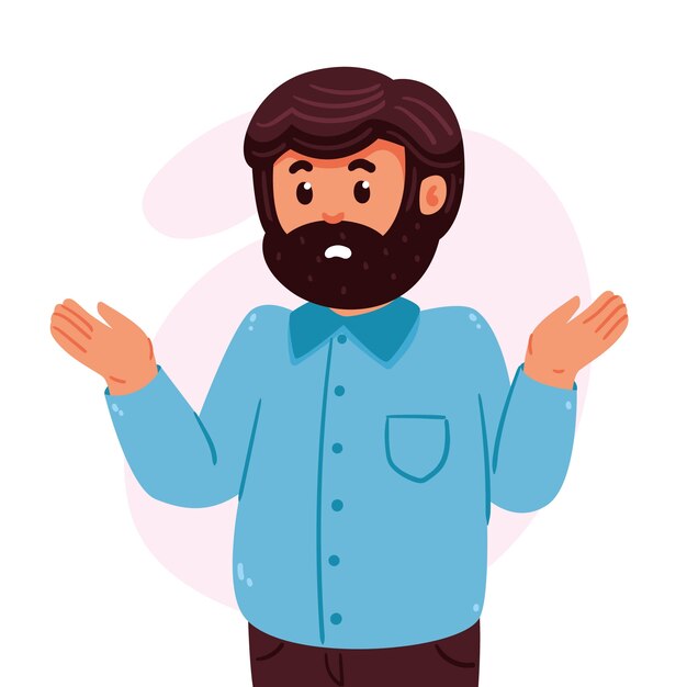 Ilustración de encogimiento de hombros de diseño plano dibujado a mano