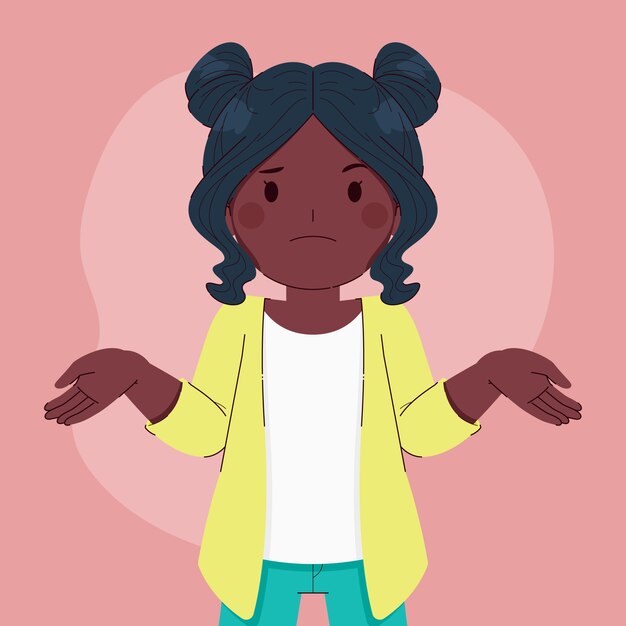 Ilustración de encogimiento de hombros de diseño plano dibujado a mano