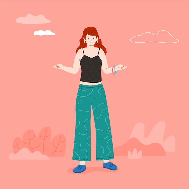 Ilustración de encogimiento de hombros de diseño plano dibujado a mano