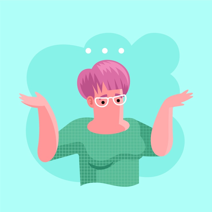 Vector gratuito ilustración de encogimiento de hombros de diseño plano dibujado a mano