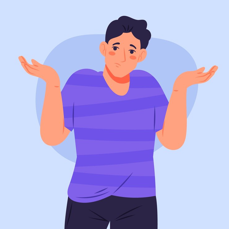Vector gratuito ilustración de encogimiento de hombros de hombre dibujado a mano