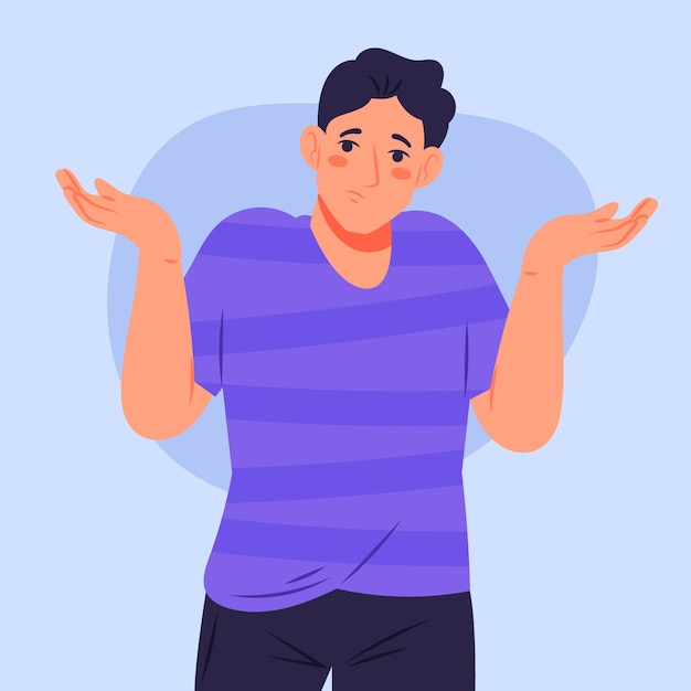 Ilustración de encogimiento de hombros de hombre dibujado a mano