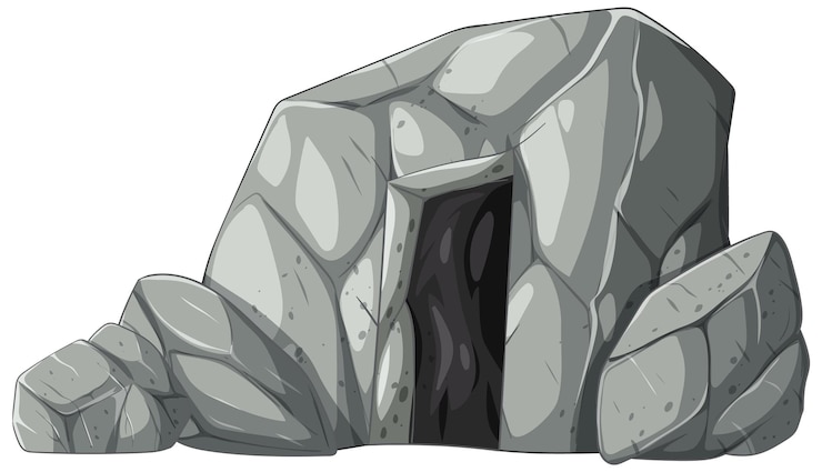 Vector gratuito ilustración de la entrada de la cueva rocosa