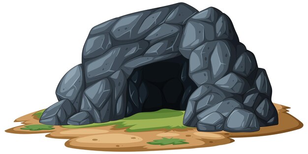 Ilustración de la entrada de la cueva rocosa