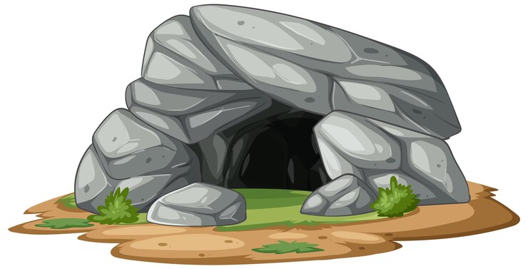 Vector gratuito ilustración de la entrada de la cueva rocosa