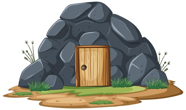 Ilustración de la entrada de la cueva rocosa