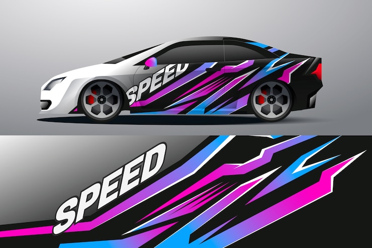Vector gratuito ilustración de envoltura de coche degradado