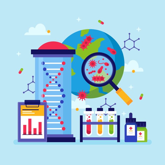 Ilustración de epidemiología de diseño plano