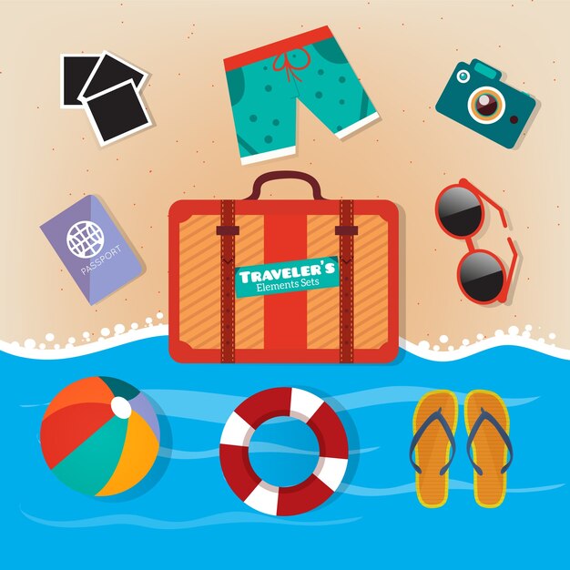 Ilustración de equipamiento de playa