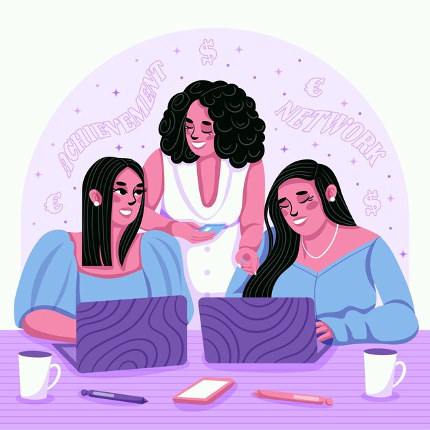 Ilustración de equipo femenino dibujado a mano