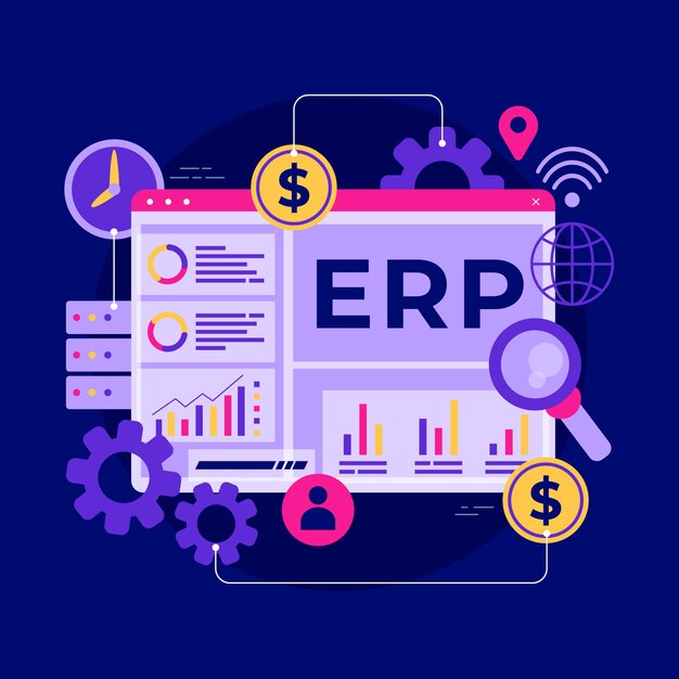 Ilustración de erp de diseño plano dibujado a mano