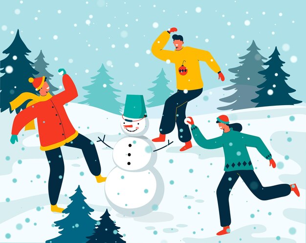 Ilustración de escena de nieve de navidad