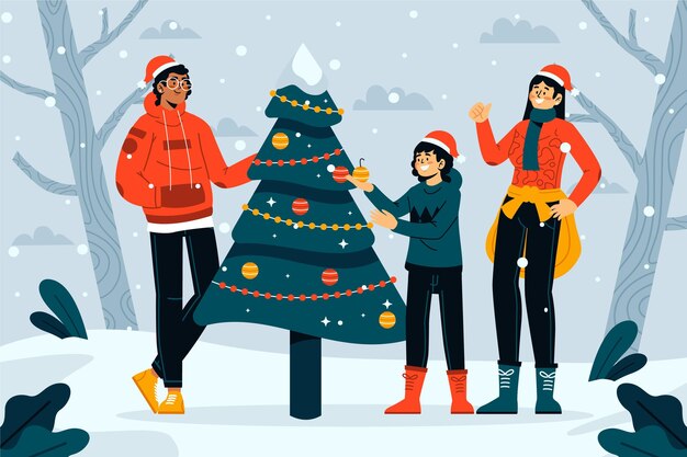 Ilustración de escena de nieve de navidad