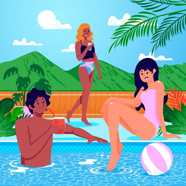 Vector gratuito ilustración de escena de verano plano orgánico