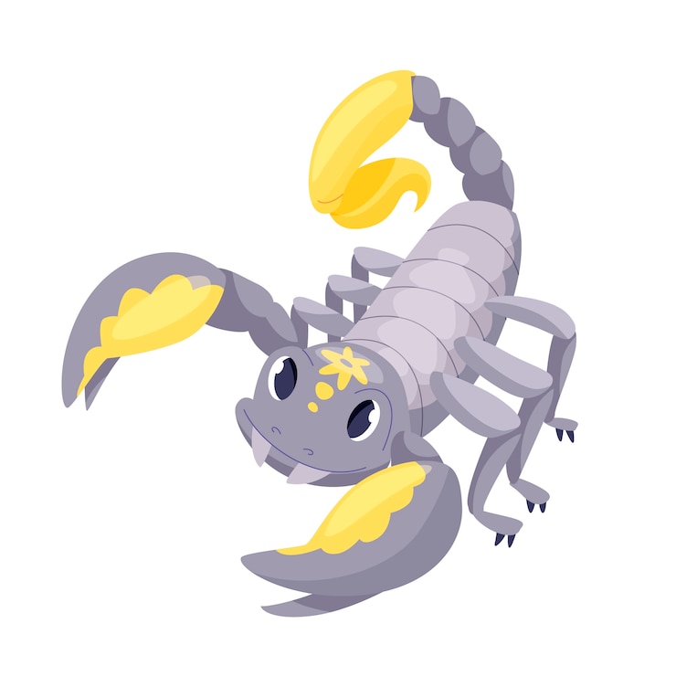 Vector gratuito ilustración de escorpión de dibujos animados dibujados a mano