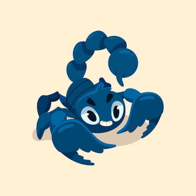 Ilustración de escorpión de dibujos animados dibujados a mano