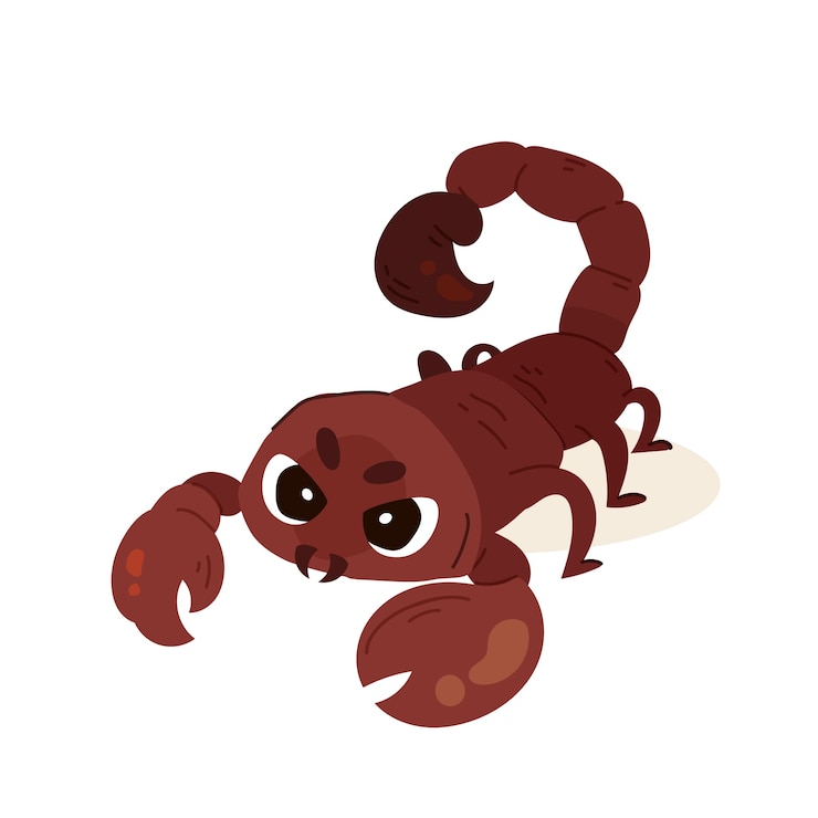Vector gratuito ilustración de escorpión de dibujos animados dibujados a mano