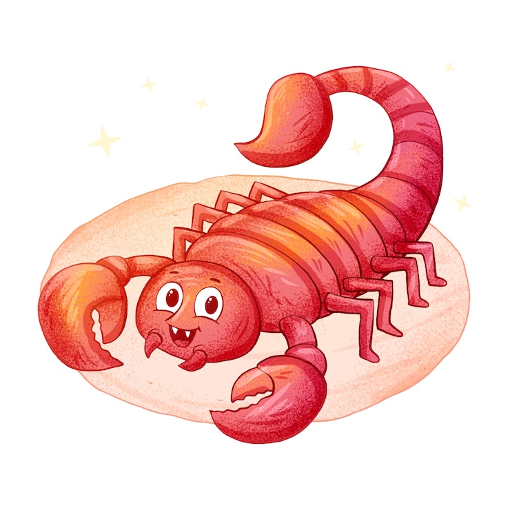 Vector gratuito ilustración de escorpión de dibujos animados dibujados a mano
