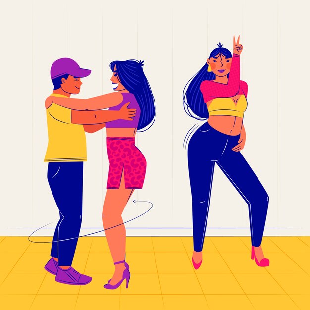 Ilustración de escuela de baile de diseño plano