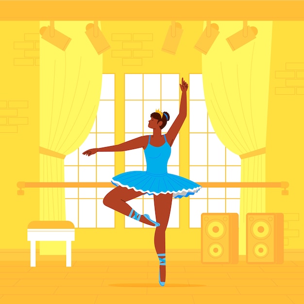 Ilustración de escuela de baile de diseño plano