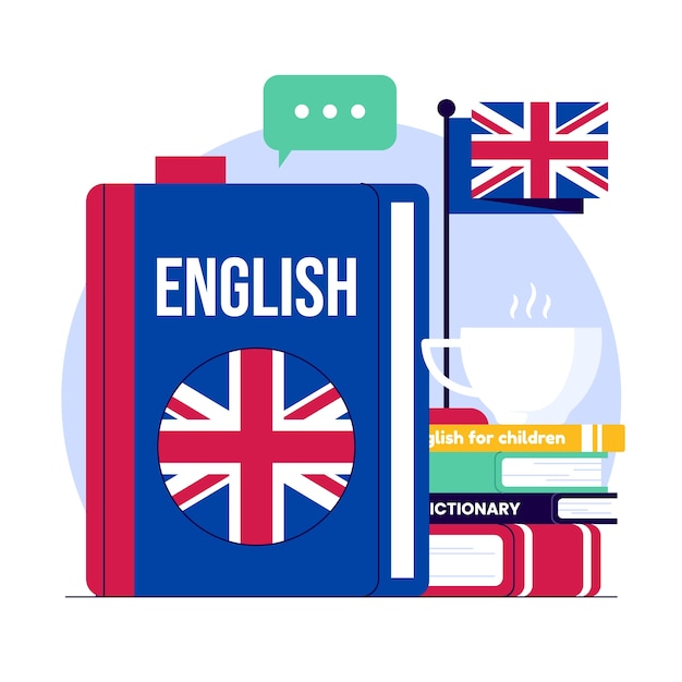Ilustración de escuela de inglés de diseño plano