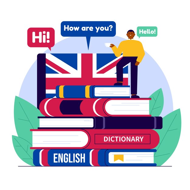 Ilustración de escuela de inglés de diseño plano