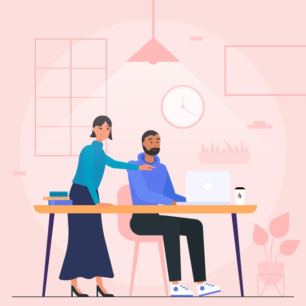 Vector gratuito ilustración de espacio de coworking con personas