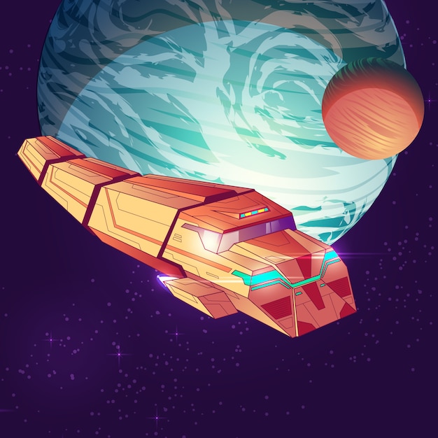 Vector gratuito ilustración del espacio exterior con nave espacial de carga.