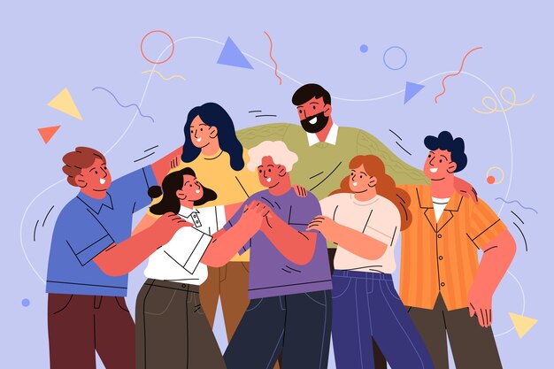 Ilustración de espíritu comunitario dibujado a mano