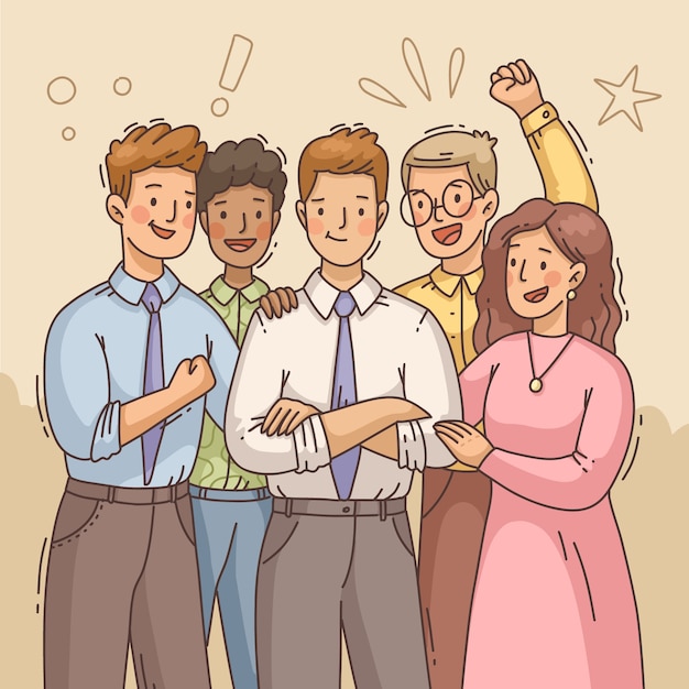 Ilustración de espíritu comunitario dibujado a mano