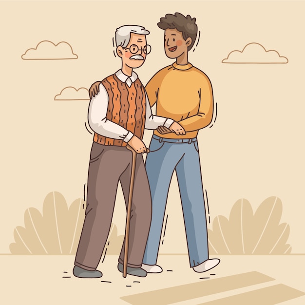 Ilustración de espíritu comunitario dibujado a mano