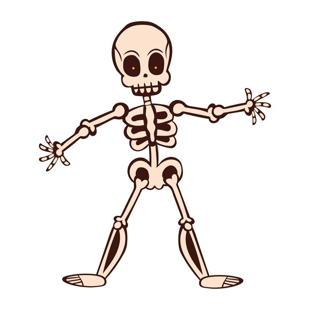 Ilustración de esqueleto de personaje de Halloween aislado