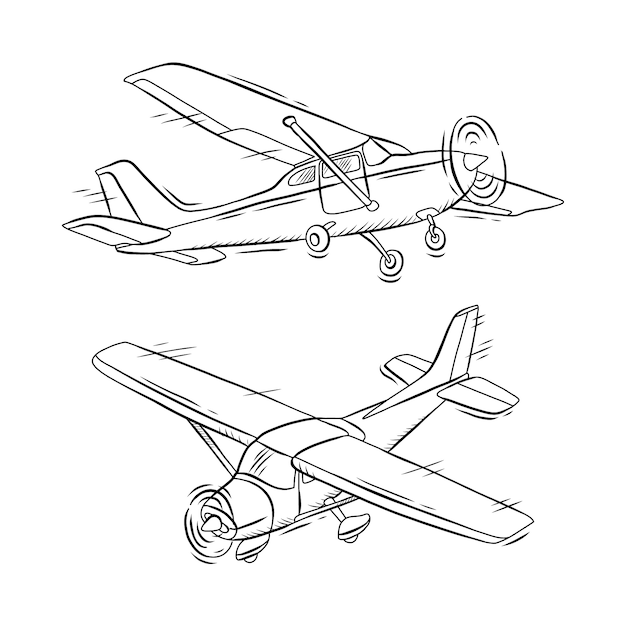 Ilustración de esquema de avión de diseño plano