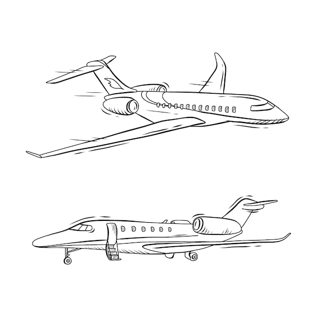 Ilustración de esquema de avión de diseño plano