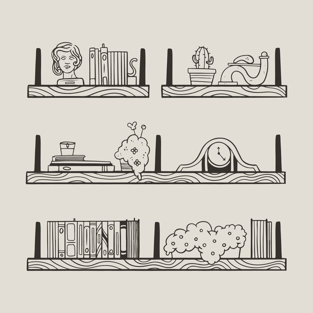 Ilustración de esquema de estante de diseño plano