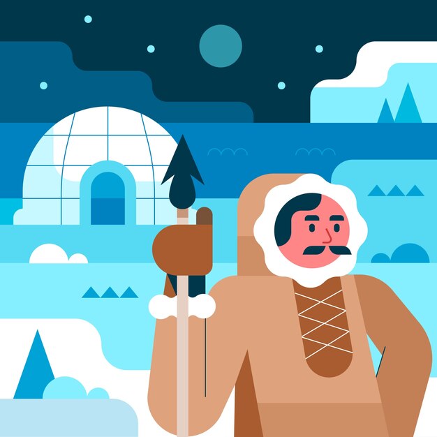 Ilustración esquimal plana