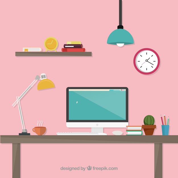 Ilustración estación de trabajo