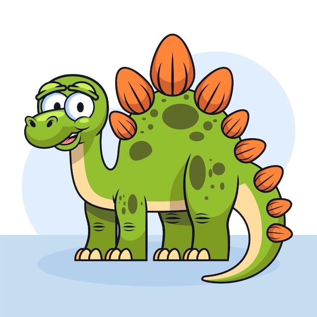 Vector gratuito ilustración de estegosaurio de dibujos animados dibujados a mano