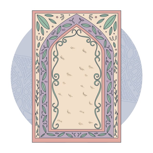 Ilustración de estera de oración dibujada a mano