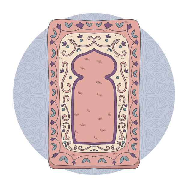 Ilustración de estera de oración dibujada a mano