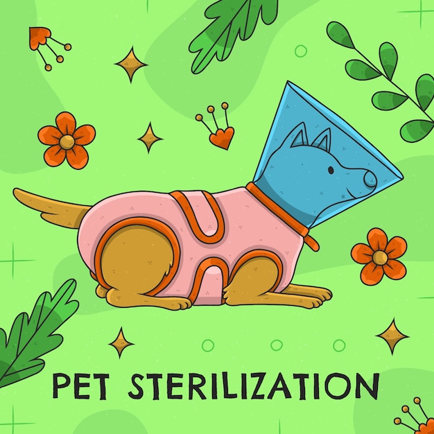 Vector gratuito ilustración de esterilización animal dibujada a mano