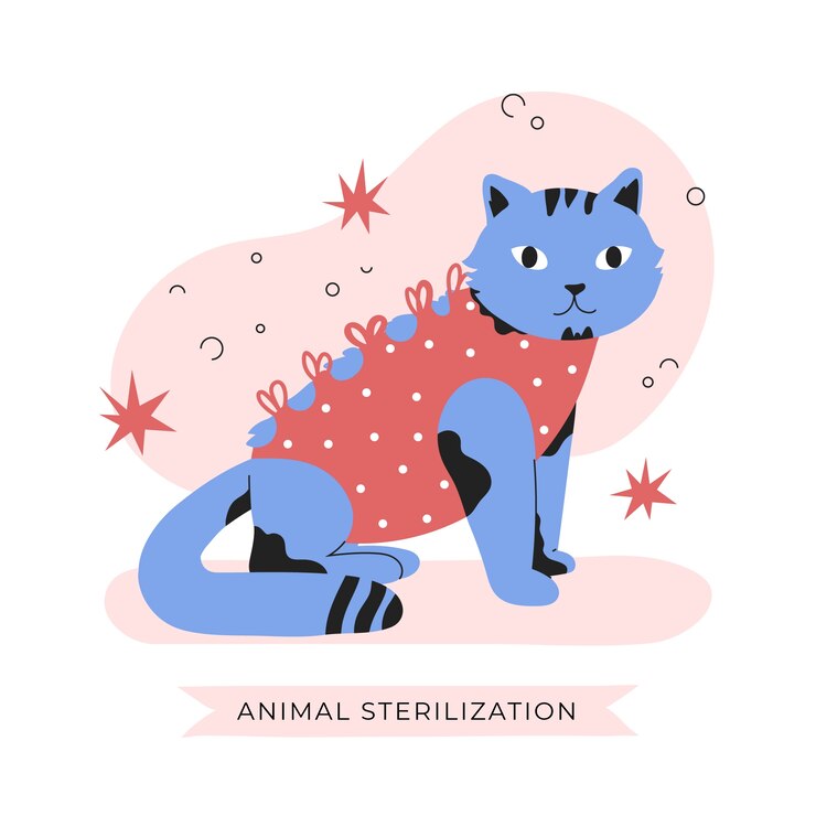 Vector gratuito ilustración de esterilización animal dibujada a mano