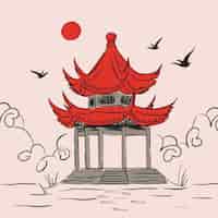 Vector gratuito ilustración de estilo chino dibujado a mano