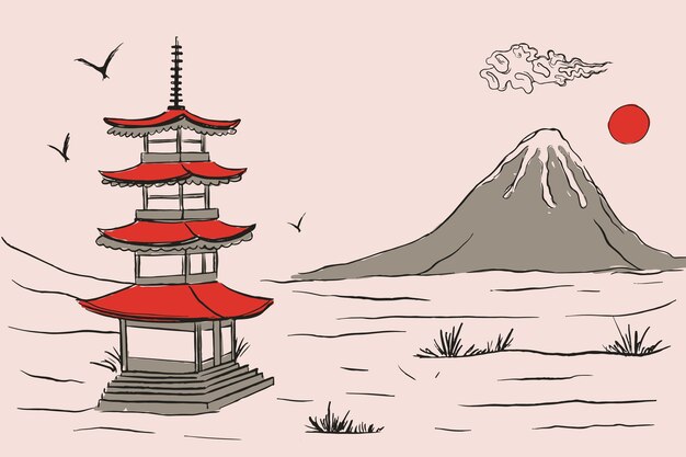 Ilustración de estilo chino dibujado a mano