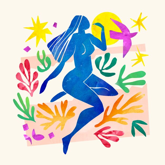 Ilustración de estilo matisse acuarela