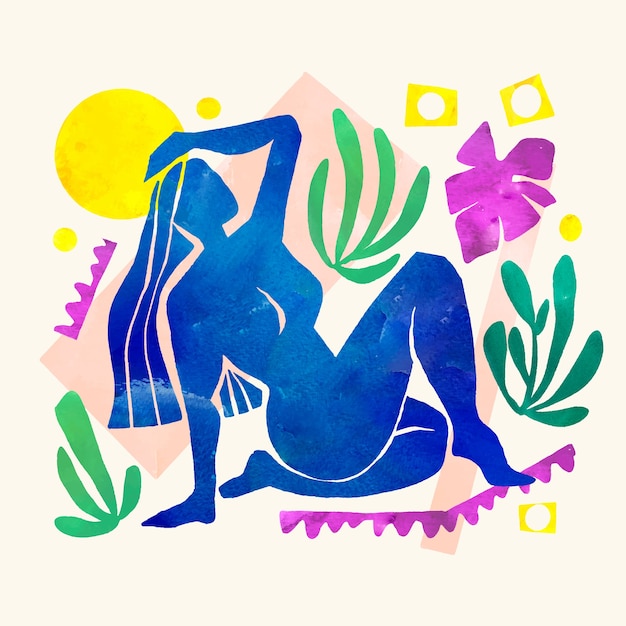 Ilustración de estilo matisse acuarela
